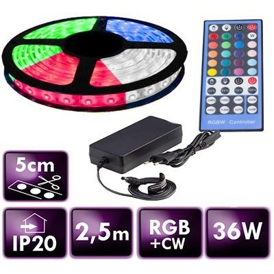 ECOLIGHT LED pásek - RGB+CW - 2,5m - 60LED/m - 14,4W/m - 1500Lm - IP20 - SADA