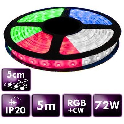 BERGE LED pásek - SMD 5050 - RGB+CW - 5 m - 60 LED/m - 14,4 W/m - IP20