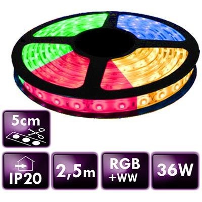 BERGE LED pásek - SMD 5050 - RGB+WW - 2,5 m - 60 LED/m - 14,4 W/m - IP20