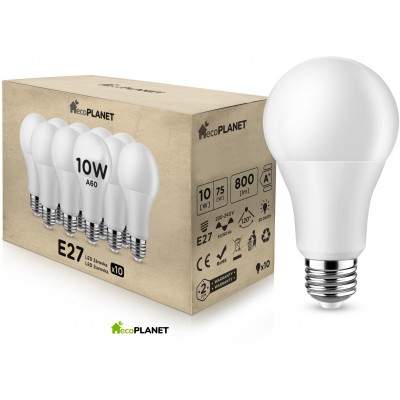 BERGE LED žárovka - ecoPLANET - E27 - 10W - 800Lm - studená bílá - 10x