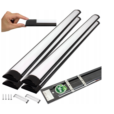 BERGE 4x LED panel MARS - černé svítidlo SLIM - 120cm - 36W - 230V - 3600Lm - neutrální bílá