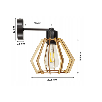 BERGE Nástěnná lampa - kinkiet - E27 - DIAMANT - černá