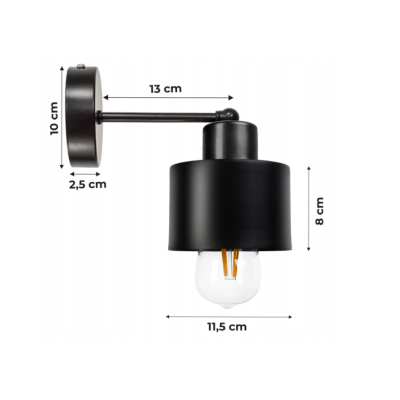 BERGE Nástěnná lampa - kinkiet - KUBEK - E27 - černý