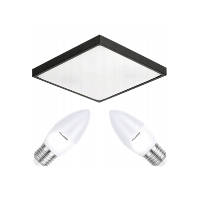 BERGE Stropní LED svítidlo LARI-S BLACK - 2xE27 IP20 + 2x E27 10W svíčka - teplá bílá