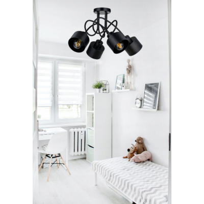 BERGE Závěsná lampa LOFT - 4x E27 - CUBE BLACK