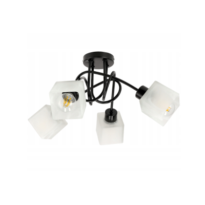 BERGE LED závěsná lampa LOFT - 4xE27 - CUBE WHITE