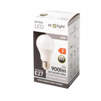 ECO LIGHT LED žárovka - E27 - 10W - 24V - neutrální bílá
