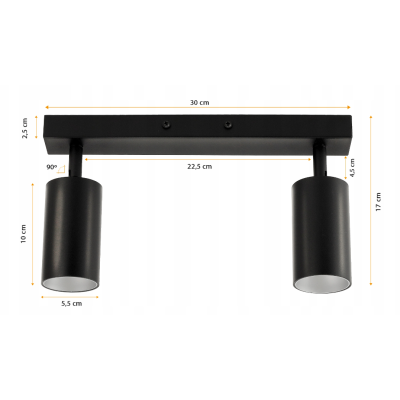 BERGE LED stropní svítidlo VIKI SILVER - 2xGU10 - černé