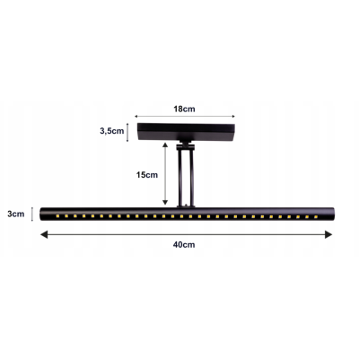 BERGE Nástěnné svítidlo LED do koupelny - 40 cm - 5W černé