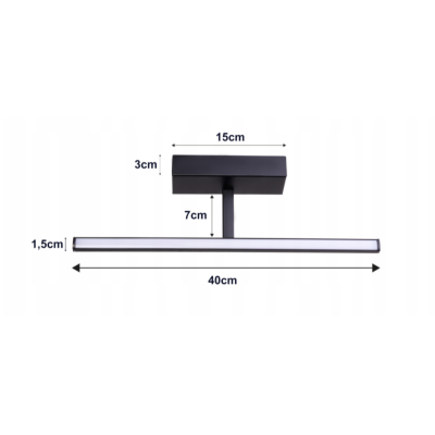 BERGE Nástěnné svítidlo LED do koupelny - 40 cm - 9W černé