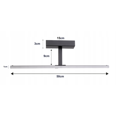 BERGE Nástěnné svítidlo LED do koupelny - 50 cm - 12 W černé