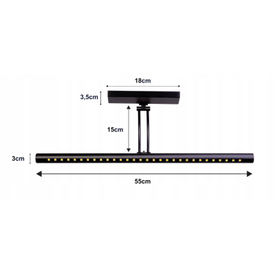 BERGE Nástěnné svítidlo LED do koupelny - 55 cm - 7W černé