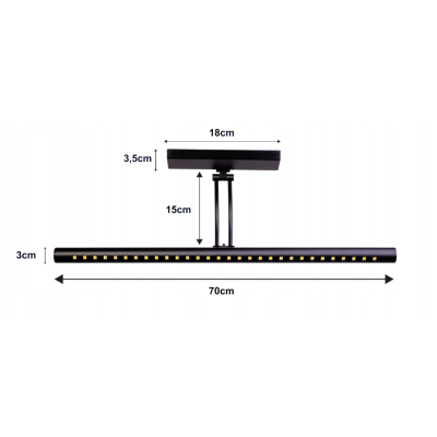 BERGE Nástěnné svítidlo LED do koupelny - 70 cm - 9W černé