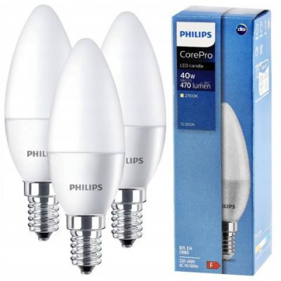 3x LED žárovka E14 5W 470lm 94lm/w 2700k