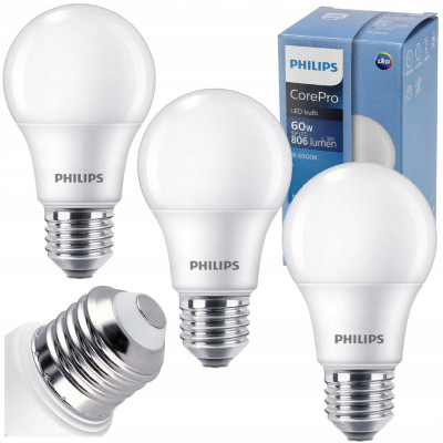 3x LED žárovka E27 8W 806lm 100lm/w 6500k