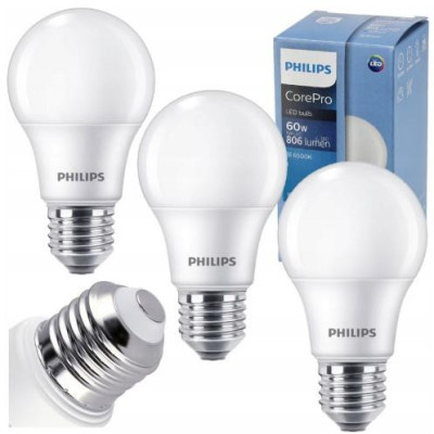 3x LED žárovka E27 8W 806lm 100lm/w 6500k