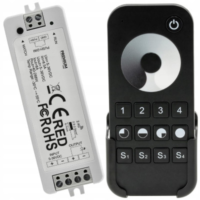 LED zónový ovladač mono pilot 8a 5–36v 40–288W dotykový stmívač