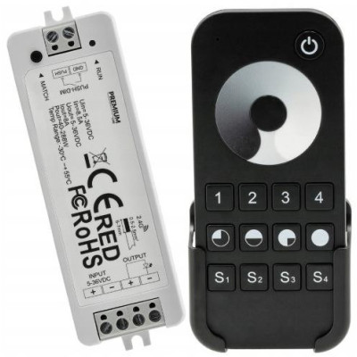 LED zónový ovladač mono pilot 8a 5–36v 40–288W dotykový stmívač