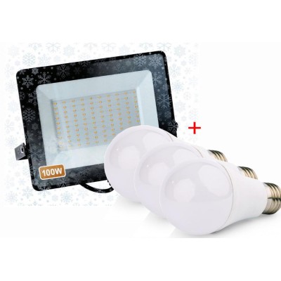 BERGE LED reflektor IVO-2 100W - neutrální bílá + 3x LED žárovka ZDARMA!