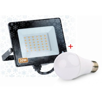 BERGE LED reflektor IVO-2 30W - neutrální bílá + LED žárovka ZDARMA!