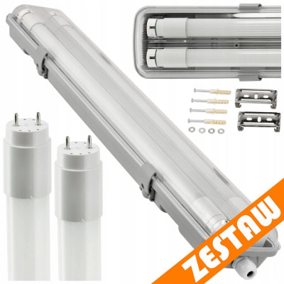 Hermetické svítidlo 120cm lampa + 2x LED trubice voděodolné 6000k studená teplota