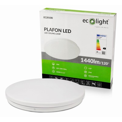 ECOLIGHT LED stropní svítidlo - 18W - IP44 - neutrální bílá