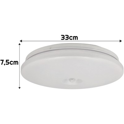 ECOLIGHT LED stropní svítidlo - PIR - 18W - IP44 - neutrální bílá