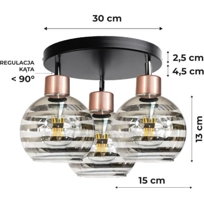 BERGE LED kulaté stropní svítidlo 3xE27 GLASS BALL