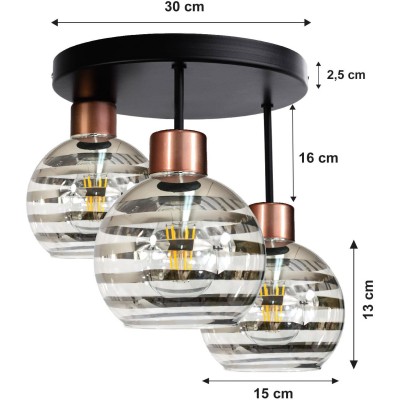 BERGE LED kulaté stropní svítidlo 3xE27 GLASS BALL