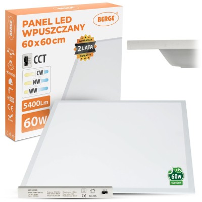 BERGE LED panel CCT - 60W - 60x60 cm - zapuštěný