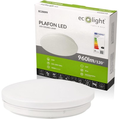 ECOLIGHT LED stropní svítidlo 12W IP44 neutrální bílá