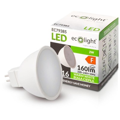 ECOLIGHT LED žárovka MR16 12V 2W teplá bílá