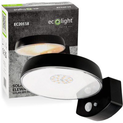 ECOLIGHT Solární fasádní svítidlo LED s pohybovým senzorem