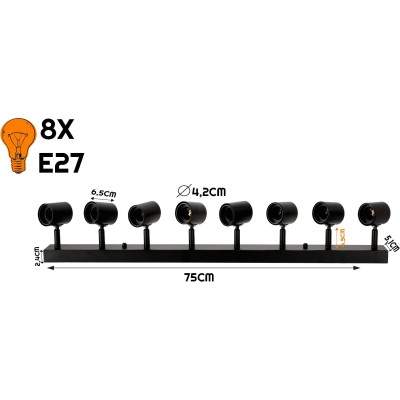 BERGE Stropní svítidlo VIKI 8x E27 černé