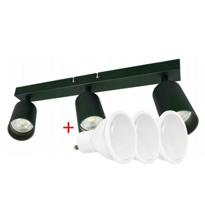 BERGE Stropní bodové svítidlo LED VIKI-X 3x GU10 - černé + 3x LED žárovka