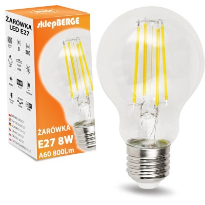 BERGE LED žárovka E27 A60 8W neutrální bílá