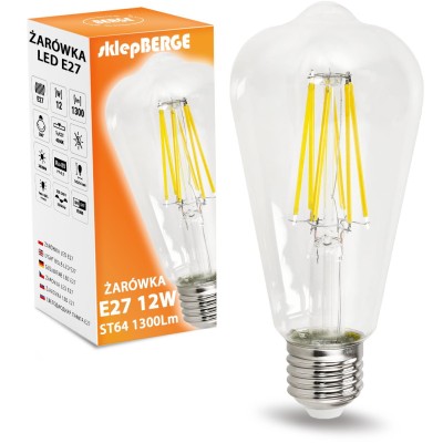 BERGE LED žárovka E27 ST64 12W neutrální bílá