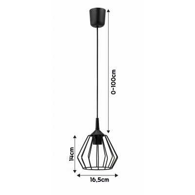 BERGE Lustrová závěsná lampa BRYLANT - černá - E27