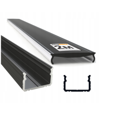 BERGE Profil pro LED pásky OXI-Dx přisazený 1m ČERNÝ + černý kryt