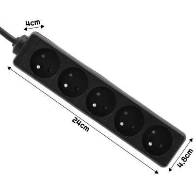 BERGE Prodlužovací kabel 3m - 5 zásuvek - černý