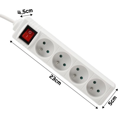 BERGE Prodlužovací kabel bílý 5m - 4 zásuvky s vypínačem