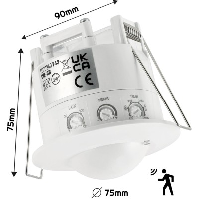 ECO LIGHT Zapuštěný mikrovlnný pohybový senzor 180°/360° 600W