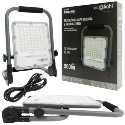 ECO LIGHT LED reflektor 30W s baterií