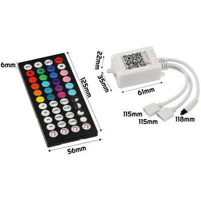 BERGE Ovladač RGB LED pásků + aplikace Bluetooth Music pro telefon - dva vstupy