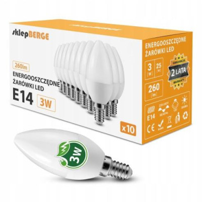 BERGE 10x LED žárovka E14 3W 260lm neutrální bílá 4500k