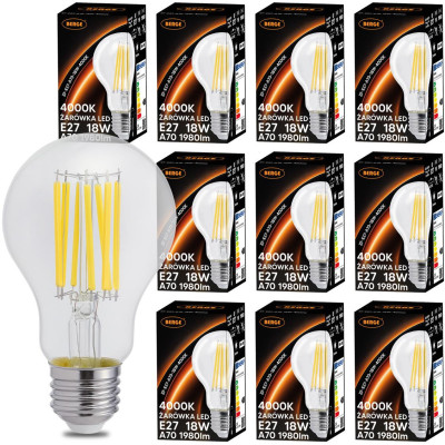 BERGE 10x LED žárovka E27 18W 1980lm 4000k vlákno dekorativní retro