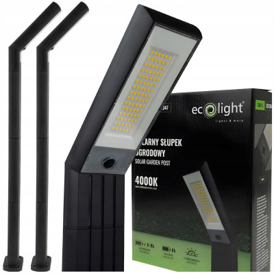 ECOLIGHT 2x Solární zahradní LED lampa na sloupky, senzor soumraku, 4000K, zahradní