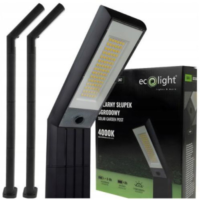 ECOLIGHT 2x Solární zahradní LED lampa na sloupky, senzor soumraku, 4000K, zahradní