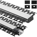 ECOLIGHT Hliníkový profil GK pro sádrokarton pro LED pásky černý + mléčný kryt 2m