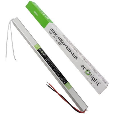 ECOLIGHT Napájecí transformátor pro LED pásky COB SMD nábytek 5A 60W 12V úzký